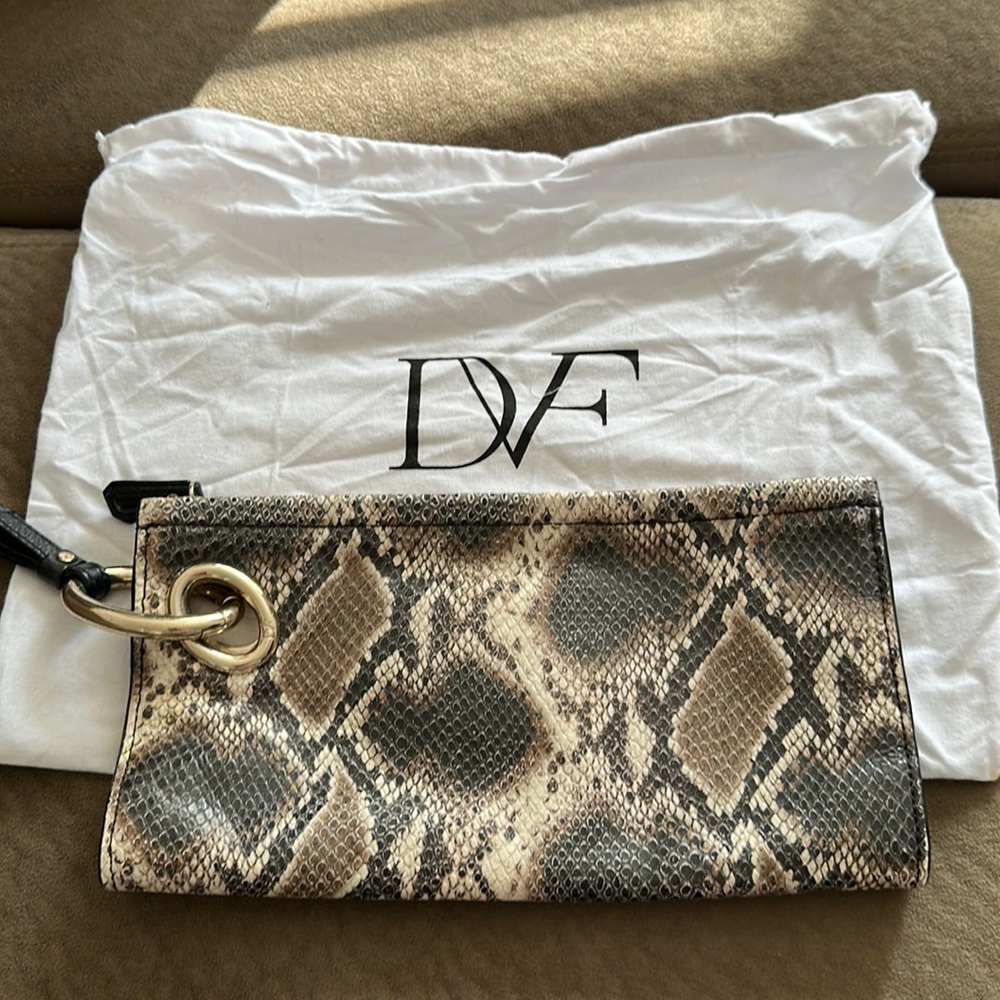 Diane Von Furstenberg snakeskin clutch